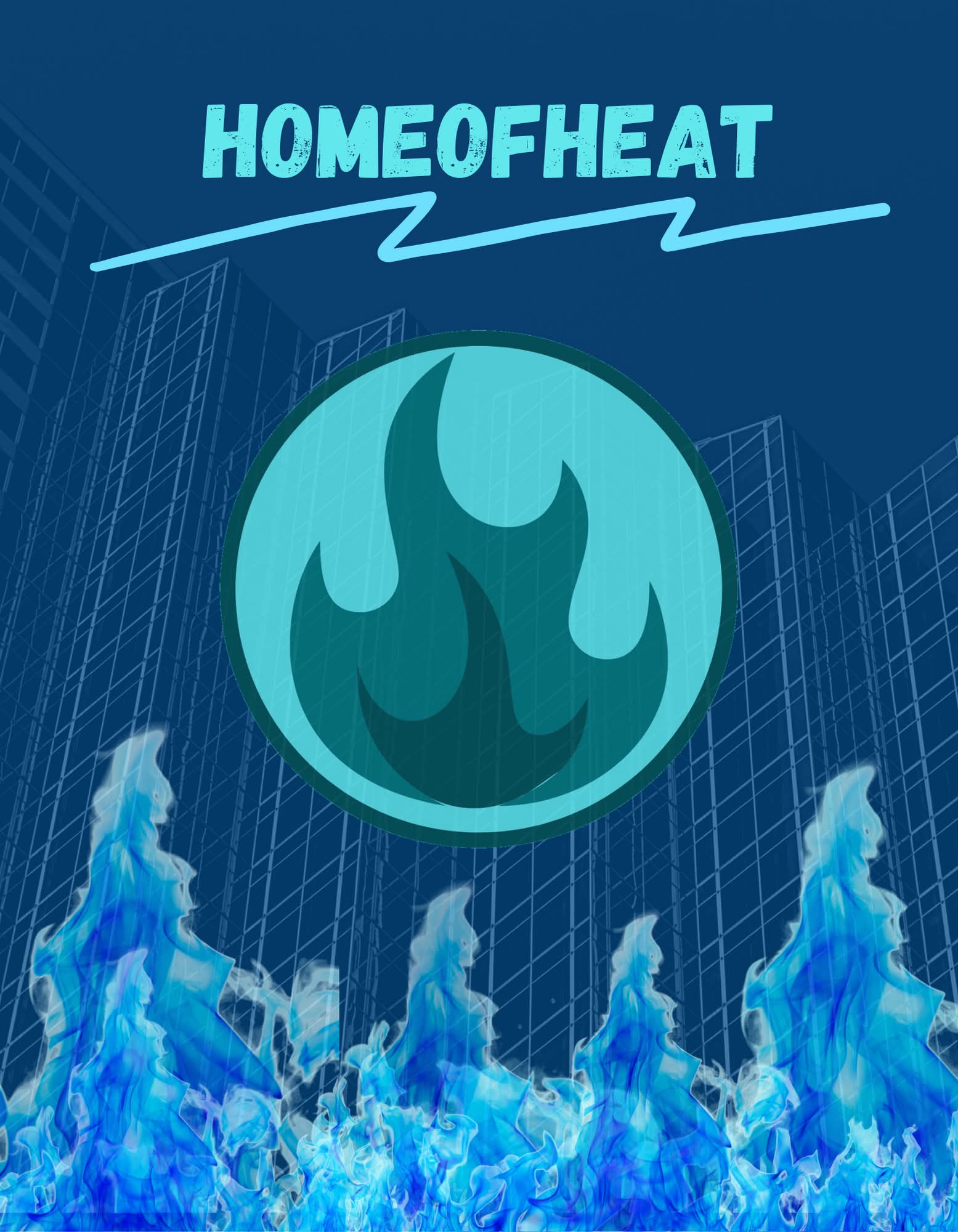 Home of Heat-plakat med ordmerke og flammelogo