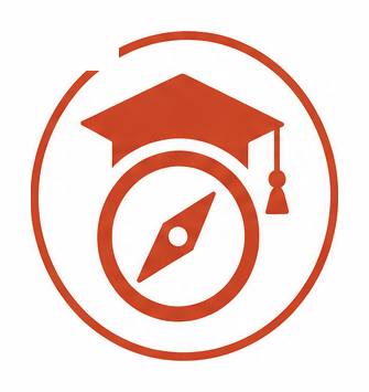 Studentkompasset-merket: gradhatt over et kompass